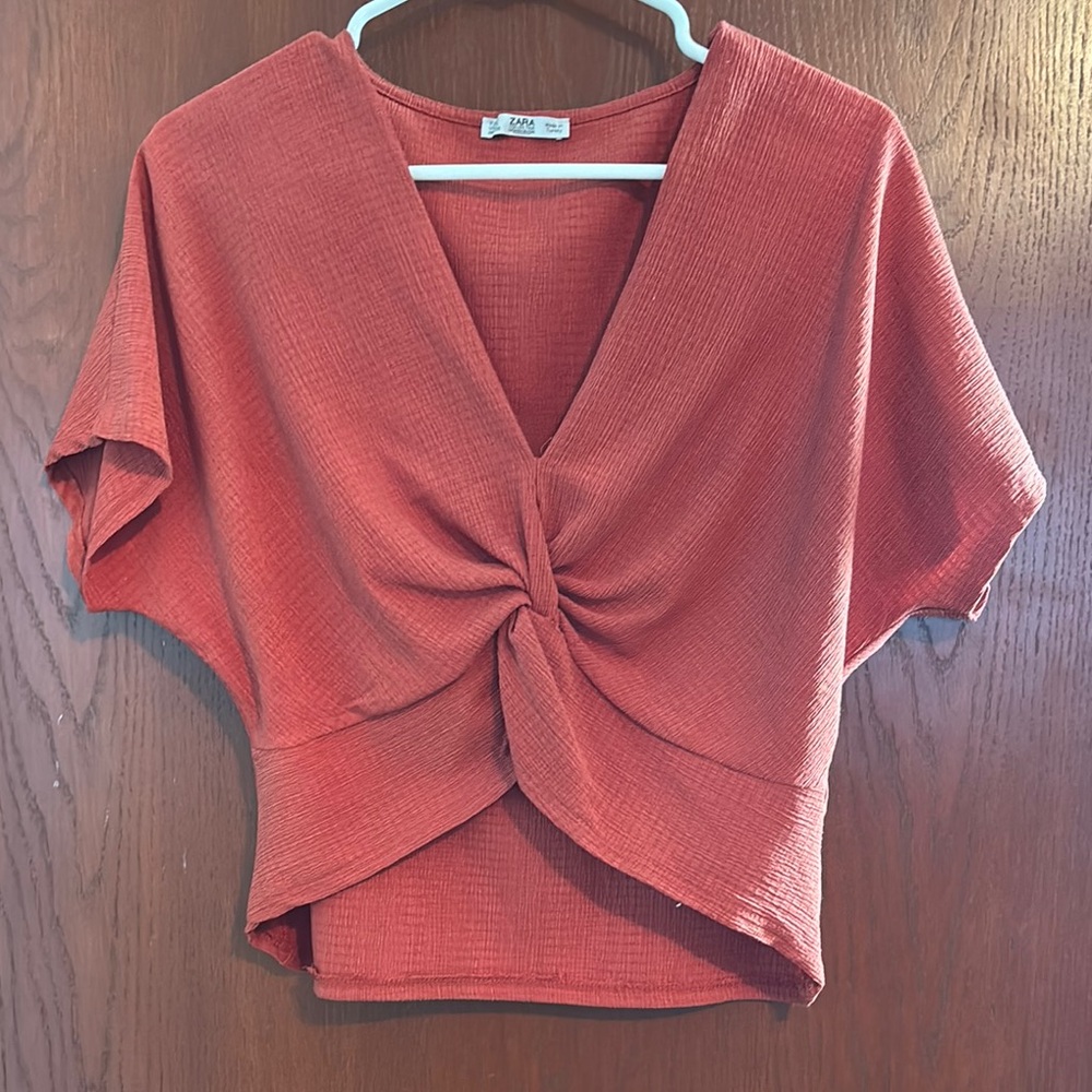 Elegant Rust Knot Front Top